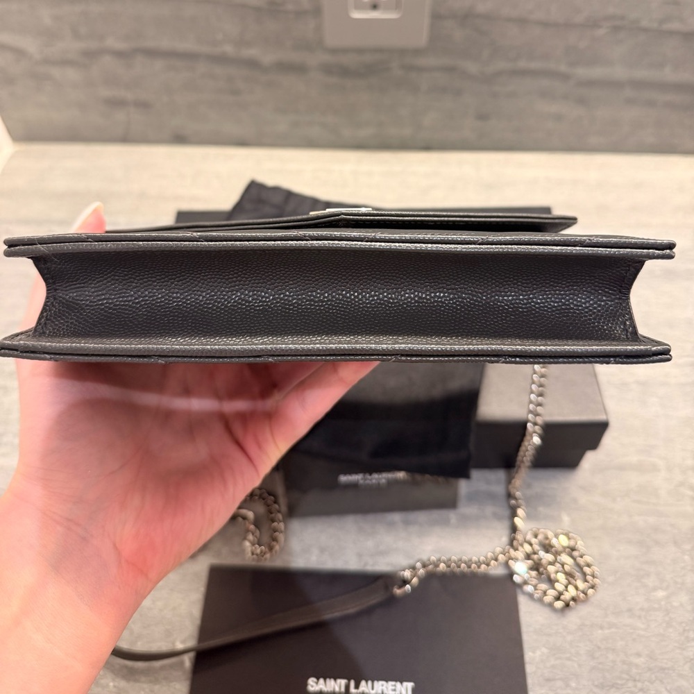 Saint Laurent Black Quilted Leather Monogram Crossbody Bag - Picture 5 of 14